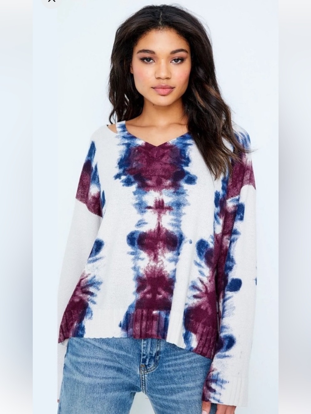 Lisa Todd Dreamin’ Cotton Cashmere Blend Watercolor Tie Dye Print Sweater SizeXL